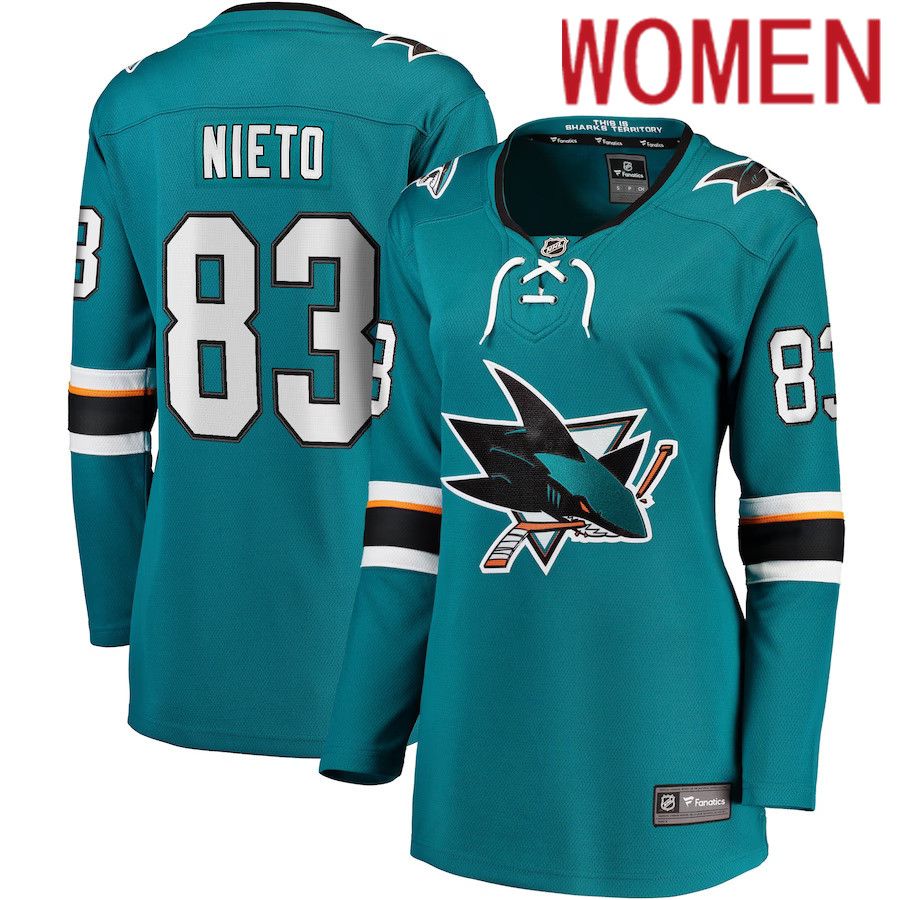 Women San Jose Sharks 83 Matt Nieto Fanatics Branded Teal Breakaway Player NHL Jersey